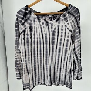 Standard James Perse Tie Dye Sweatshirt Size XL Crew 3/4 Sleeves Rolled Hem